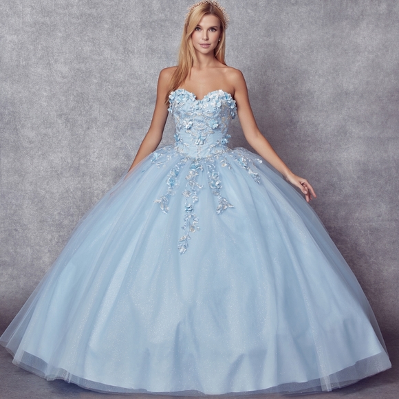 COPY - Blue Quencenara pageant prom wedding party ball gown - Picture 2 of 7